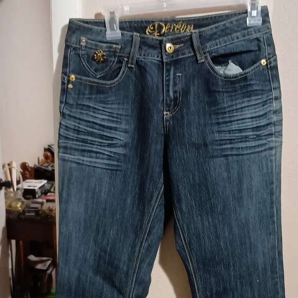 House of Dereon Women Boot Cut Blue Denim Jeans Size 7/8 30x32 - Picture 1 of 16